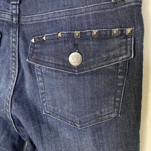 Vintage ROCK & REPUBLIC Jeans Straight Mid Rise Studded Denim Dark Womens 4 Blue - Picture 7 of 10